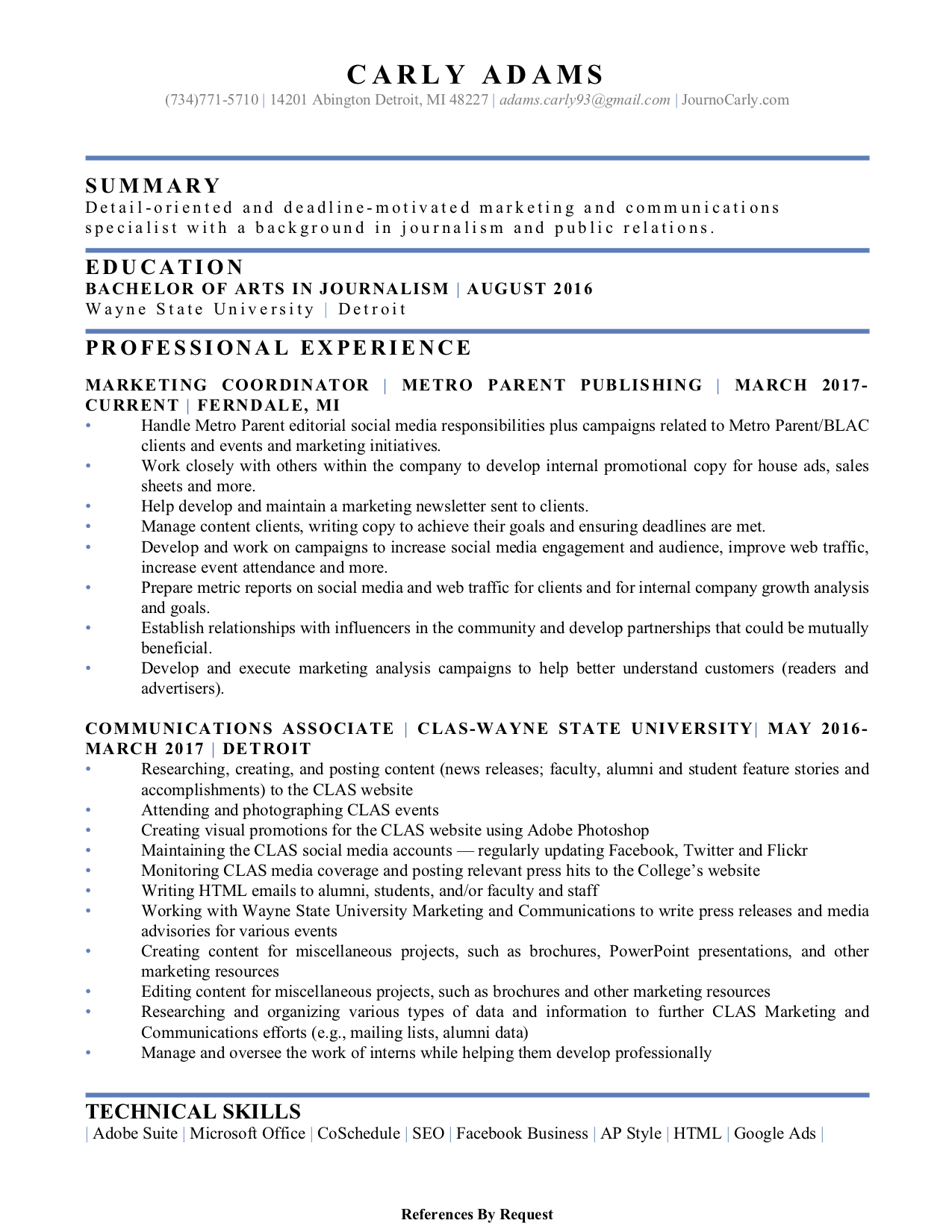 Resume | Carly Adams